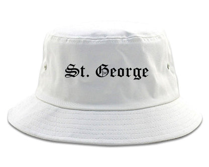 St. George Utah UT Old English Mens Bucket Hat White