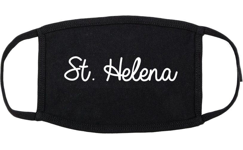 St. Helena California CA Script Cotton Face Mask Black