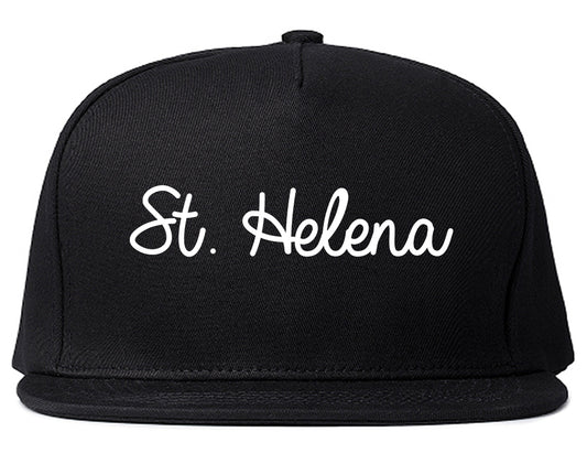 St. Helena California CA Script Mens Snapback Hat Black