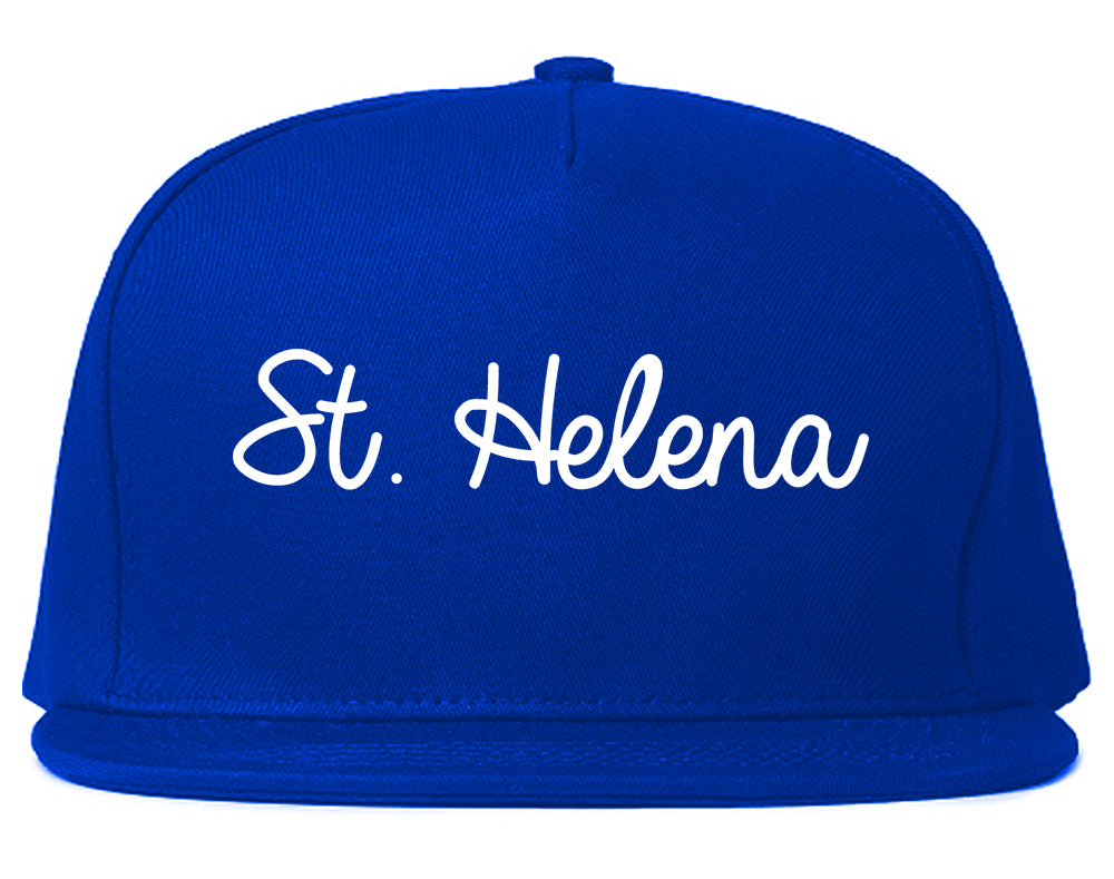 St. Helena California CA Script Mens Snapback Hat Royal Blue