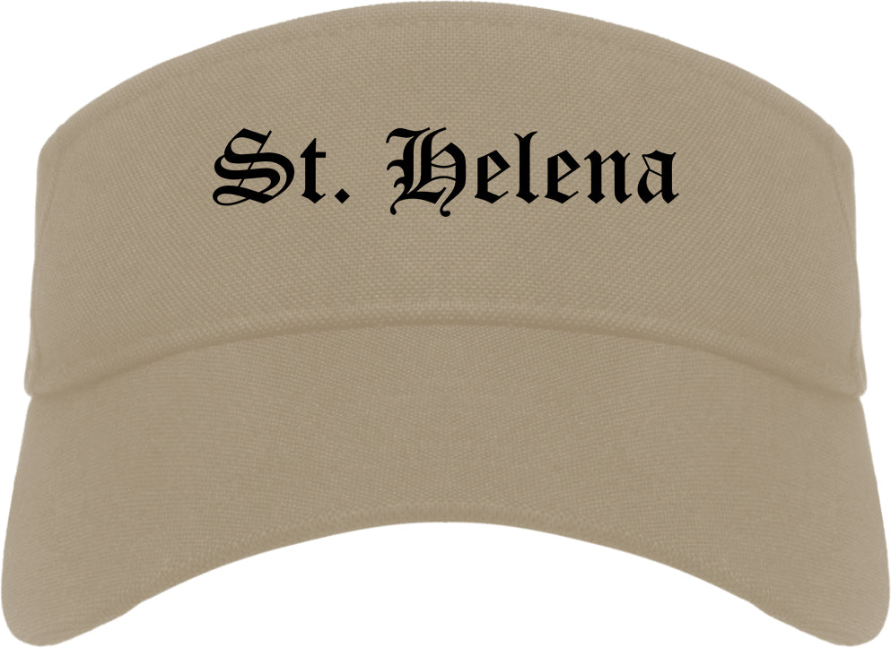St. Helena California CA Old English Mens Visor Cap Hat Khaki