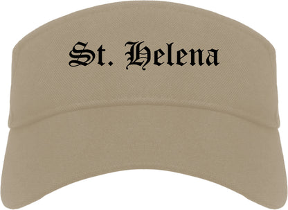 St. Helena California CA Old English Mens Visor Cap Hat Khaki