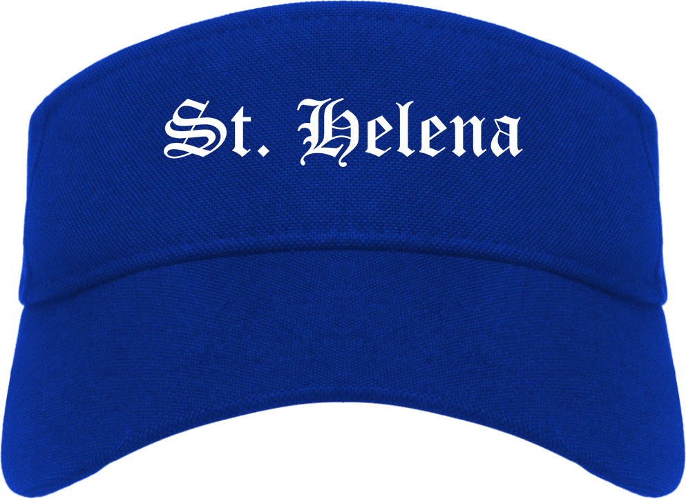 St. Helena California CA Old English Mens Visor Cap Hat Royal Blue