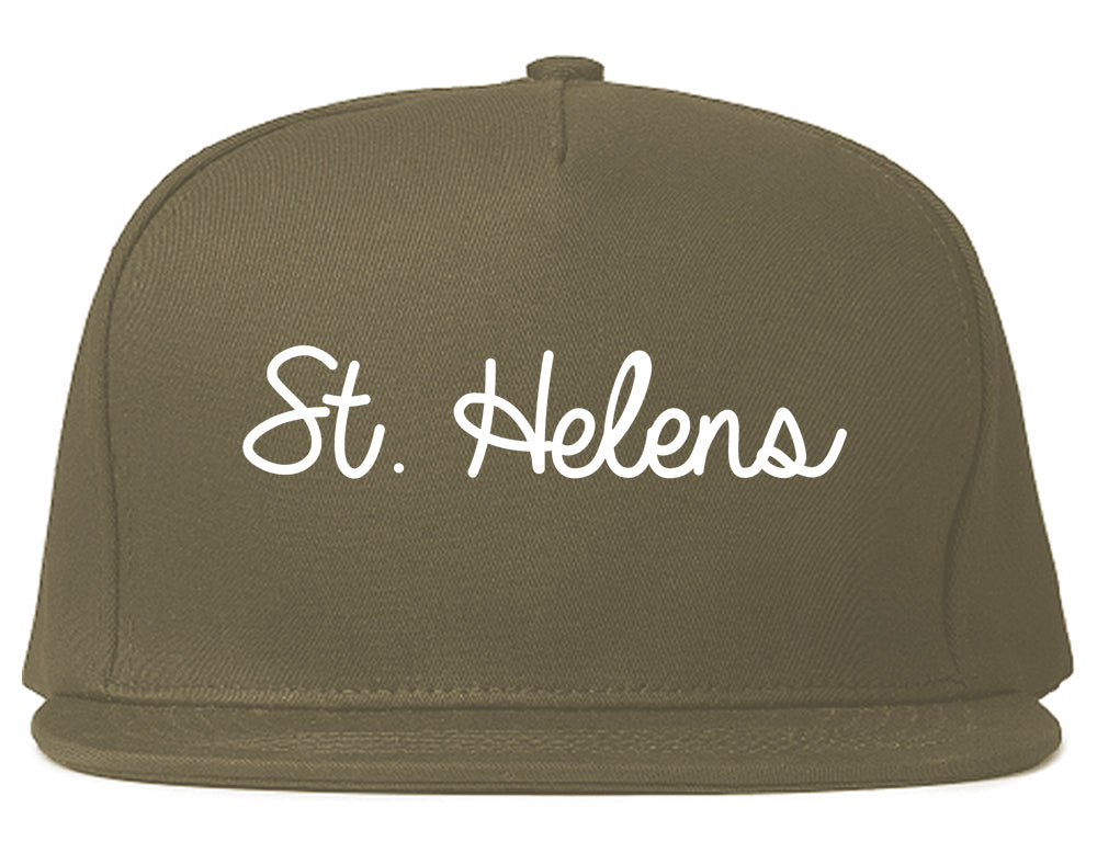 St. Helens Oregon OR Script Mens Snapback Hat Grey