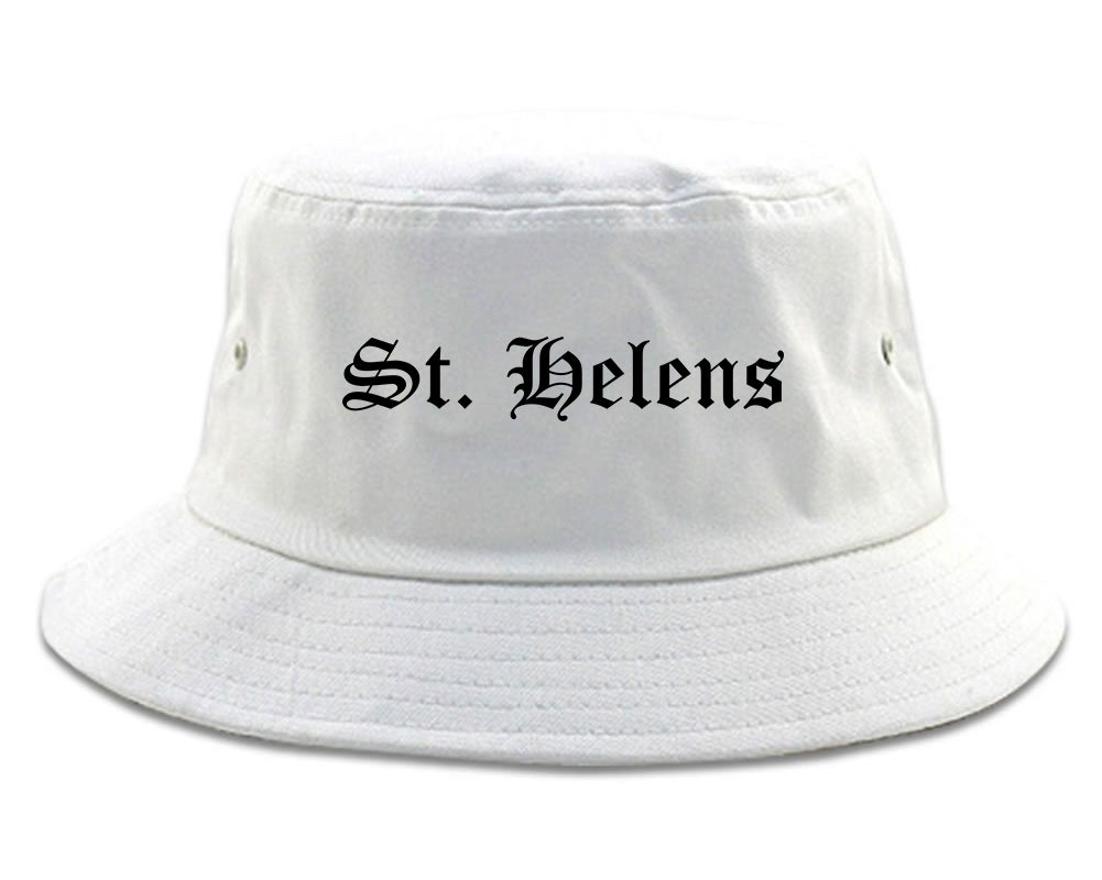 St. Helens Oregon OR Old English Mens Bucket Hat White