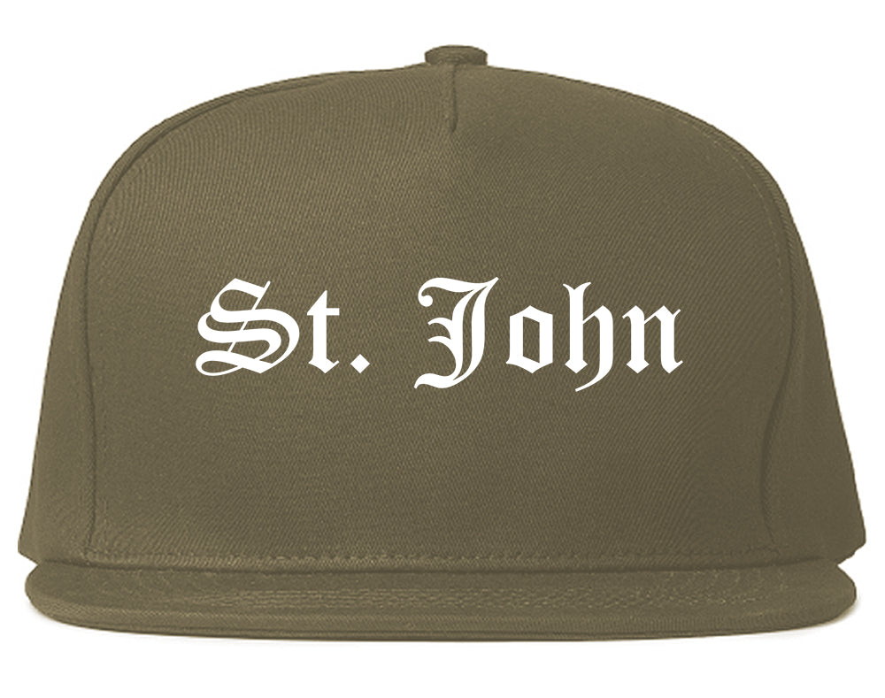 St. John Indiana IN Old English Mens Snapback Hat Grey