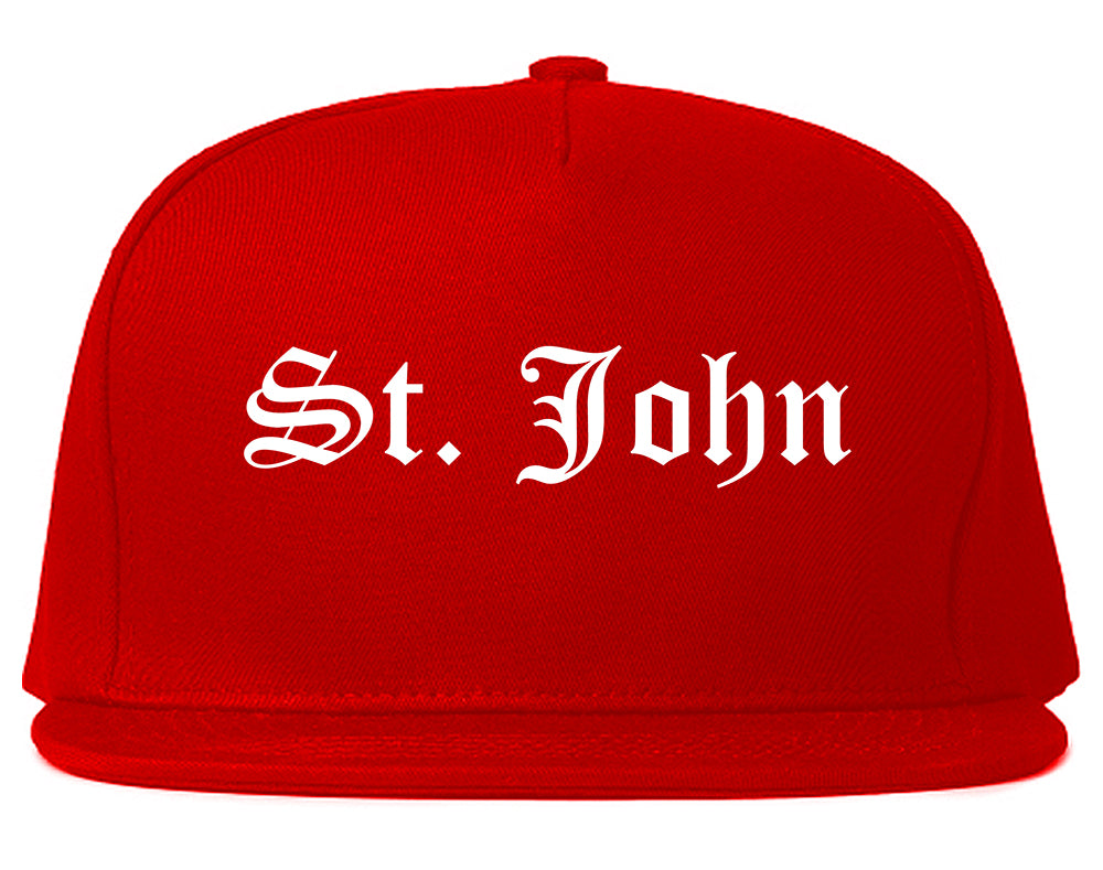 St. John Indiana IN Old English Mens Snapback Hat Red