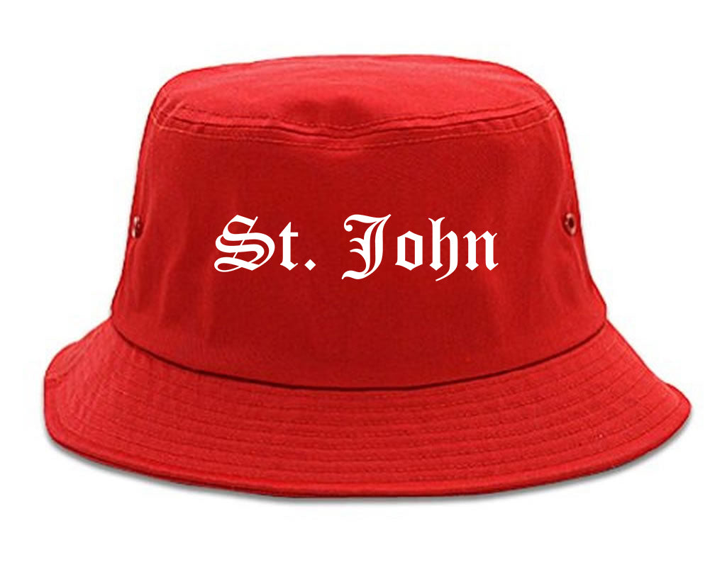 St. John Indiana IN Old English Mens Bucket Hat Red