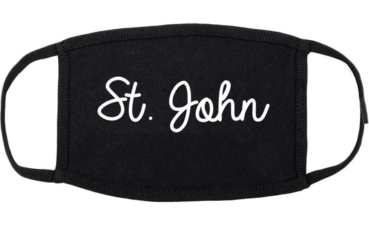 St. John Indiana IN Script Cotton Face Mask Black