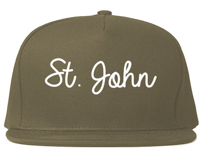 St. John Indiana IN Script Mens Snapback Hat Grey