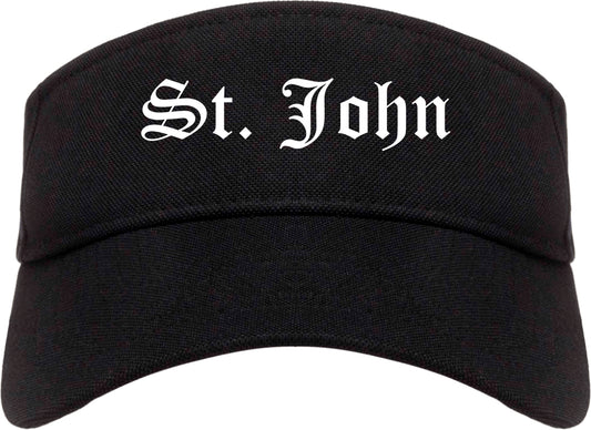 St. John Indiana IN Old English Mens Visor Cap Hat Black
