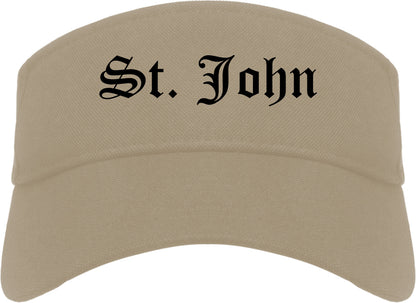 St. John Indiana IN Old English Mens Visor Cap Hat Khaki
