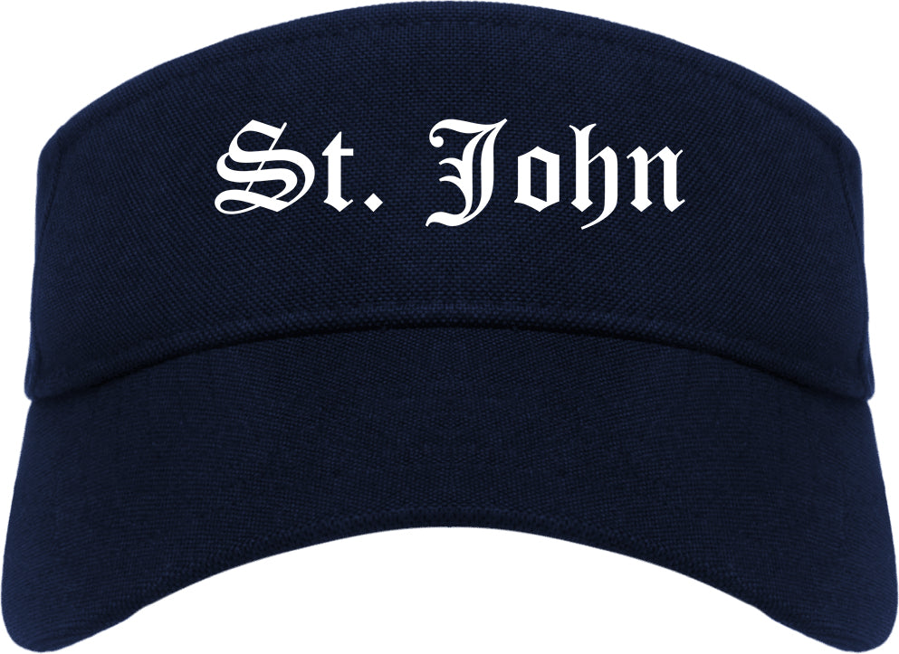 St. John Indiana IN Old English Mens Visor Cap Hat Navy Blue