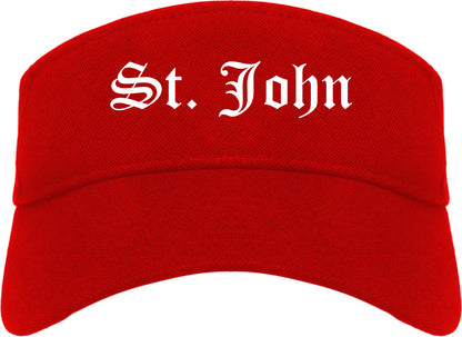 St. John Indiana IN Old English Mens Visor Cap Hat Red