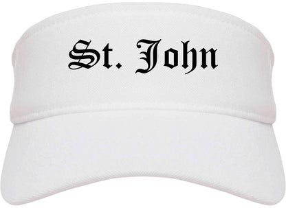 St. John Indiana IN Old English Mens Visor Cap Hat White