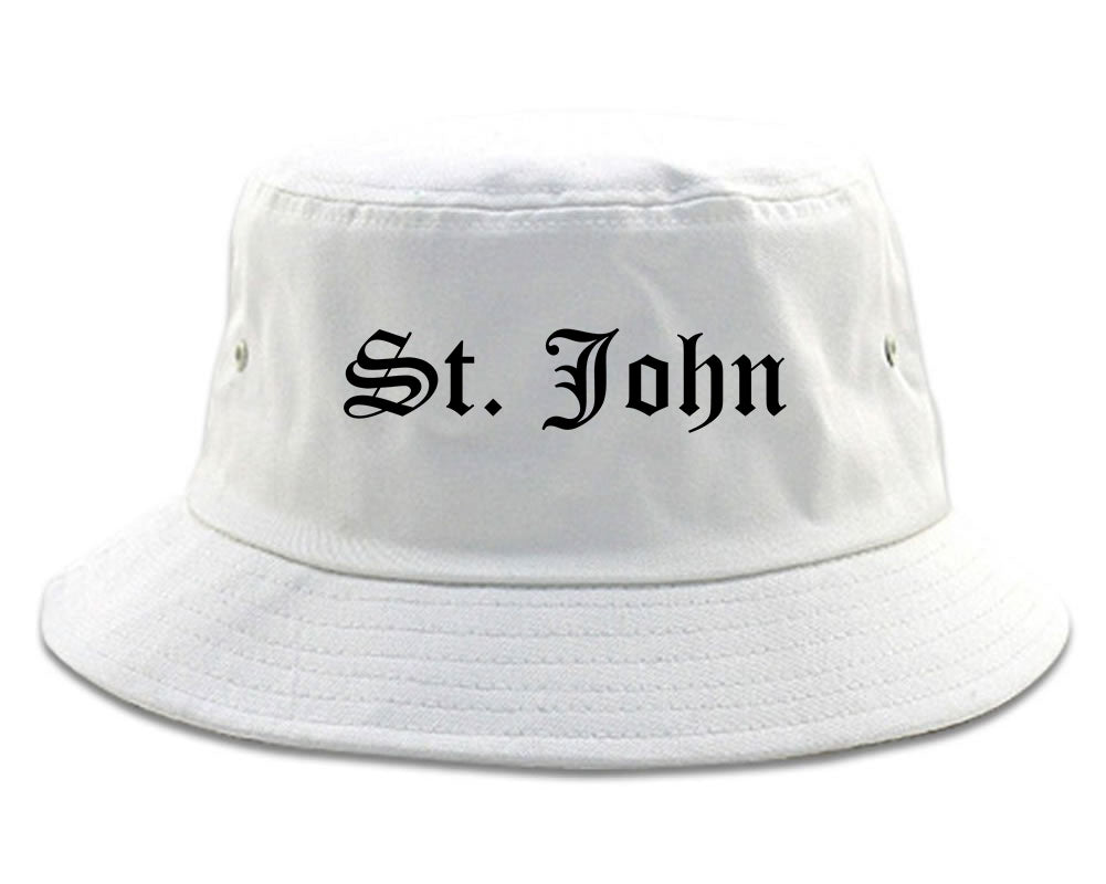 St. John Indiana IN Old English Mens Bucket Hat White