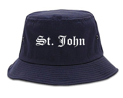 St. John Missouri MO Old English Mens Bucket Hat Navy Blue