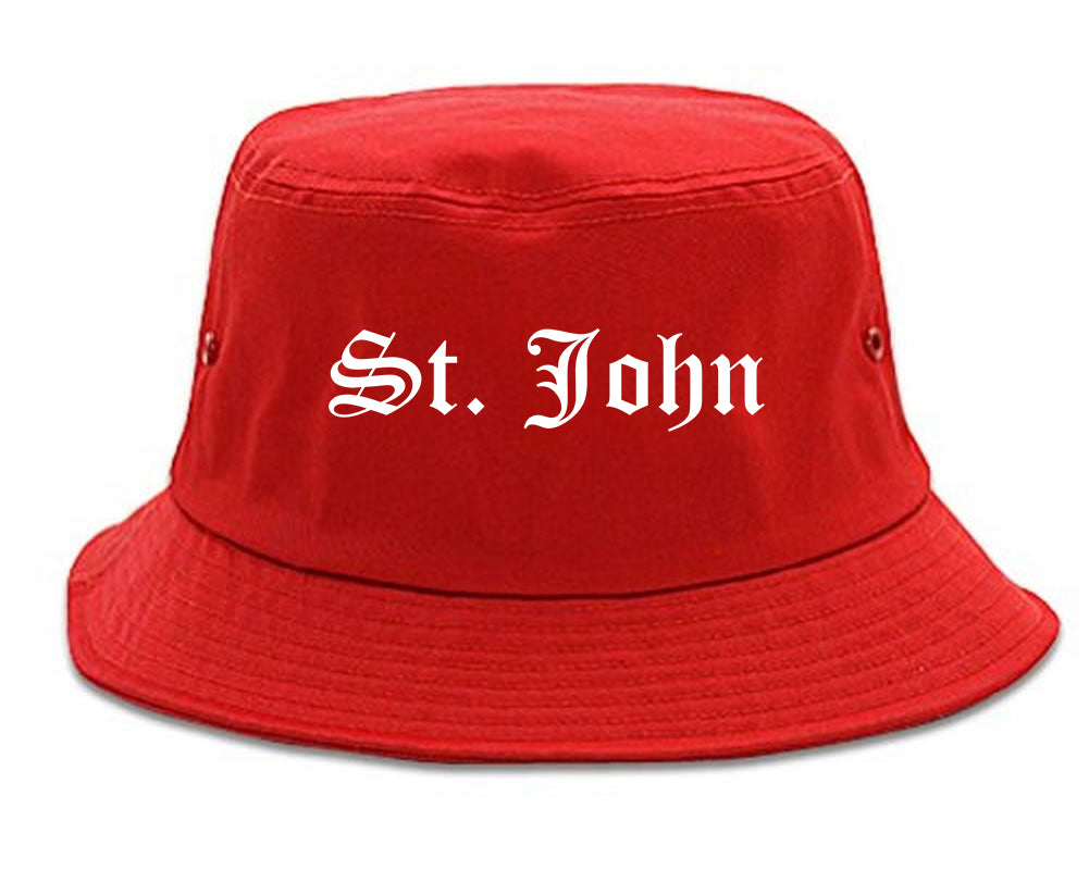 St. John Missouri MO Old English Mens Bucket Hat Red