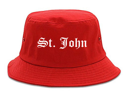 St. John Missouri MO Old English Mens Bucket Hat Red
