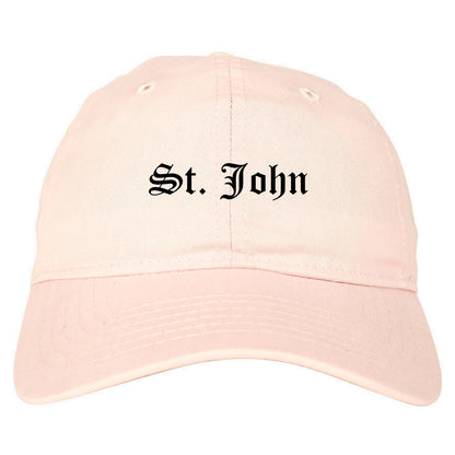 St. John Missouri MO Old English Mens Dad Hat Baseball Cap Pink