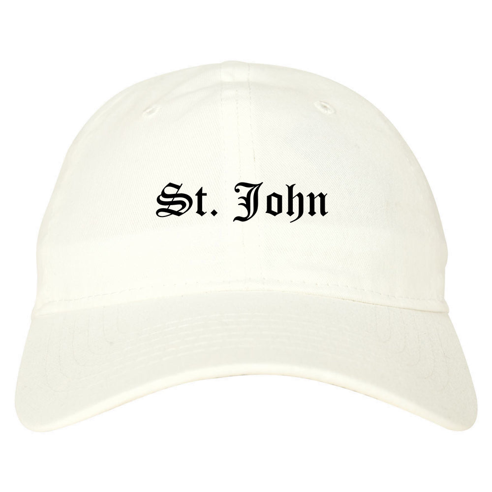 St. John Missouri MO Old English Mens Dad Hat Baseball Cap White