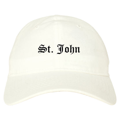 St. John Missouri MO Old English Mens Dad Hat Baseball Cap White