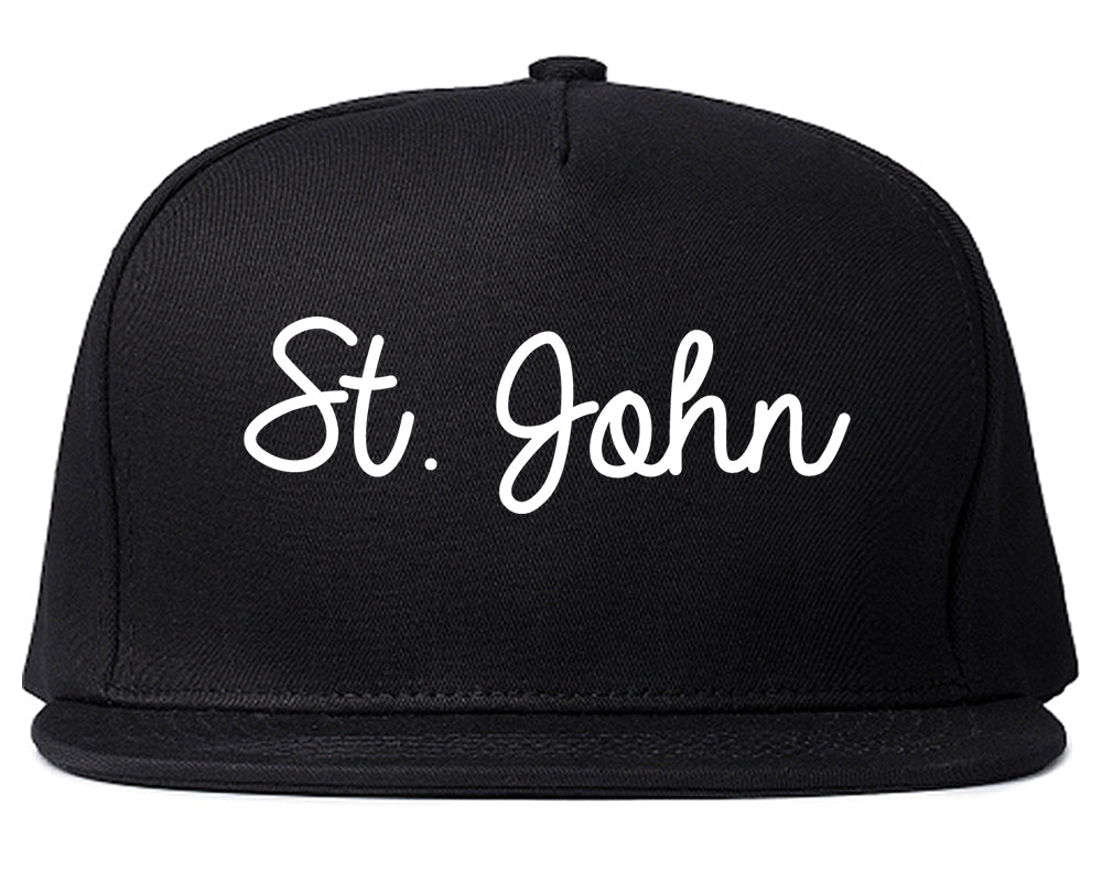 St. John Missouri MO Script Mens Snapback Hat Black