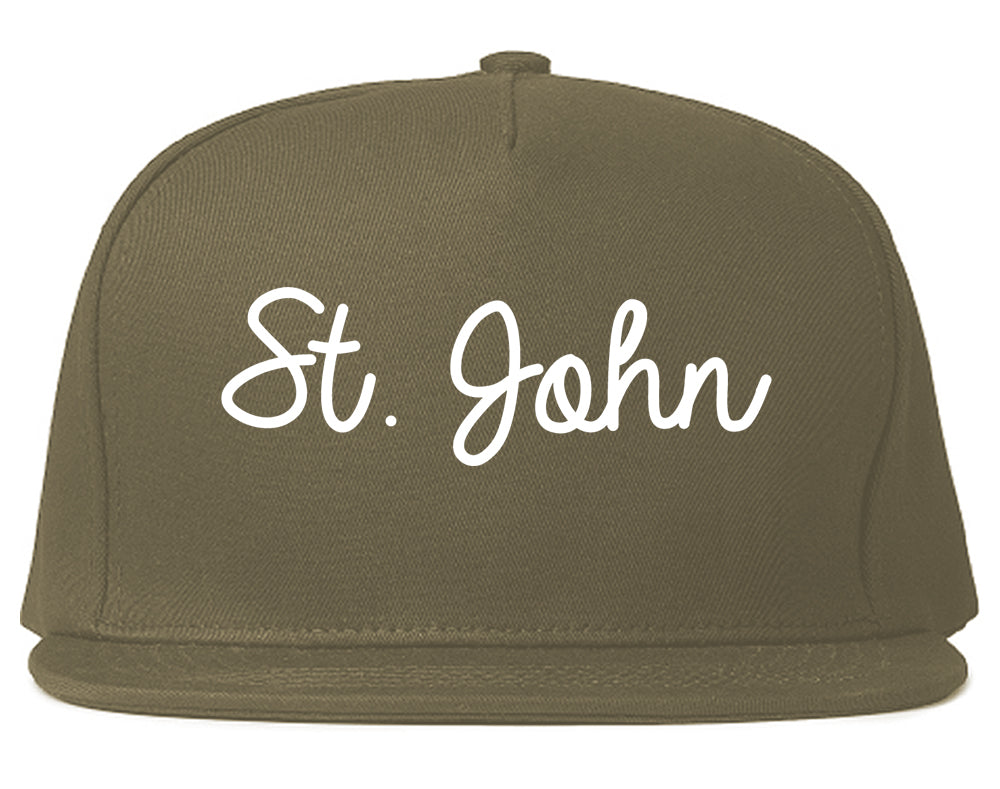 St. John Missouri MO Script Mens Snapback Hat Grey