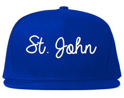 St. John Missouri MO Script Mens Snapback Hat Royal Blue