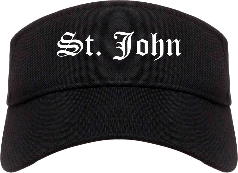St. John Missouri MO Old English Mens Visor Cap Hat Black