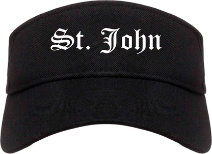 St. John Missouri MO Old English Mens Visor Cap Hat Black
