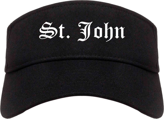 St. John Missouri MO Old English Mens Visor Cap Hat Black