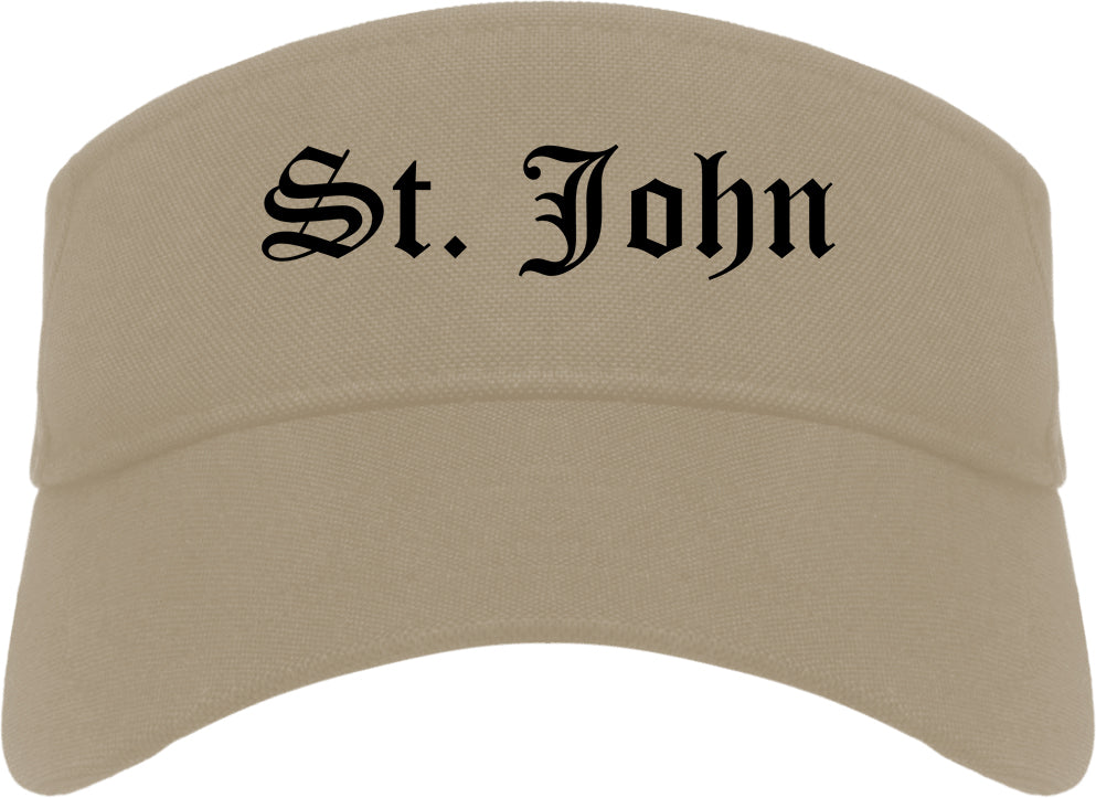 St. John Missouri MO Old English Mens Visor Cap Hat Khaki