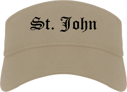 St. John Missouri MO Old English Mens Visor Cap Hat Khaki