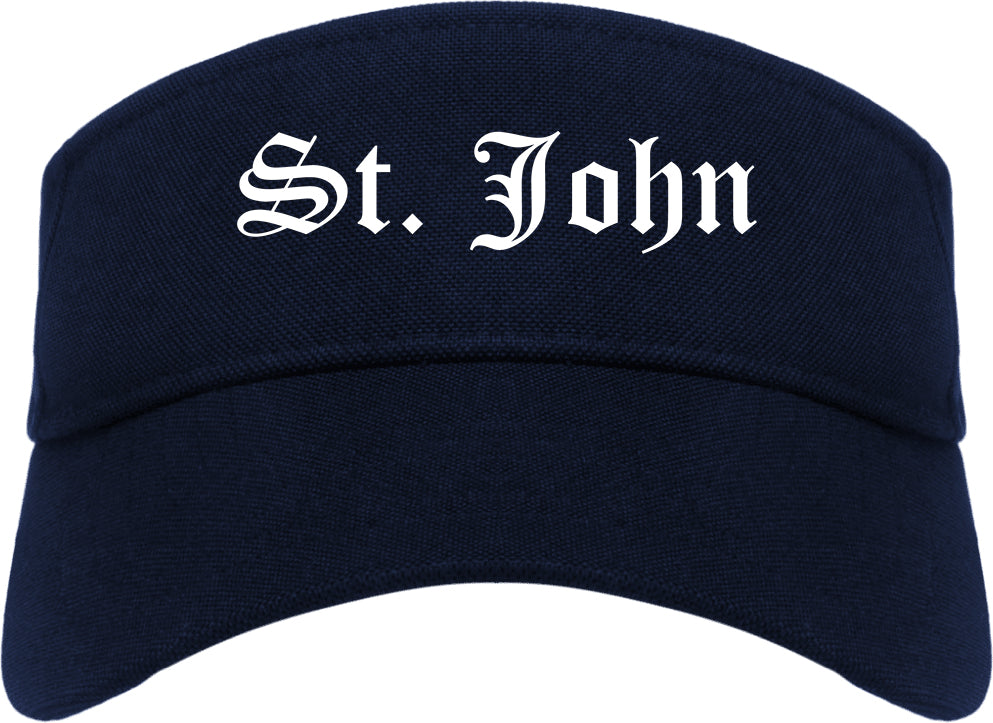 St. John Missouri MO Old English Mens Visor Cap Hat Navy Blue