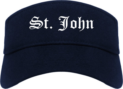 St. John Missouri MO Old English Mens Visor Cap Hat Navy Blue
