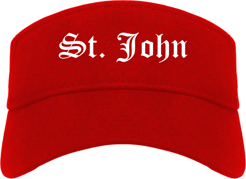 St. John Missouri MO Old English Mens Visor Cap Hat Red