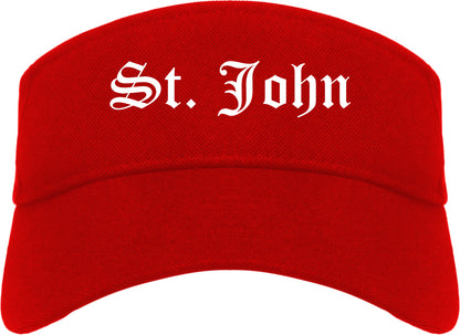 St. John Missouri MO Old English Mens Visor Cap Hat Red