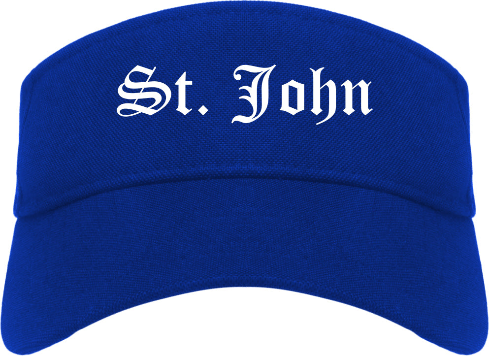St. John Missouri MO Old English Mens Visor Cap Hat Royal Blue