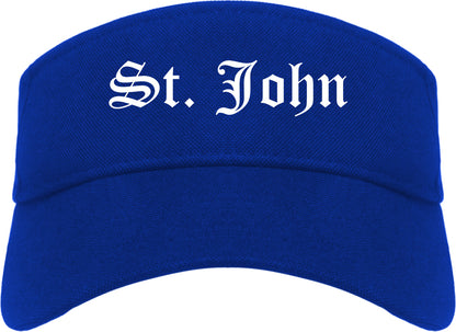 St. John Missouri MO Old English Mens Visor Cap Hat Royal Blue