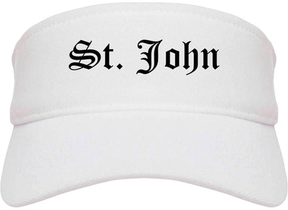 St. John Missouri MO Old English Mens Visor Cap Hat White