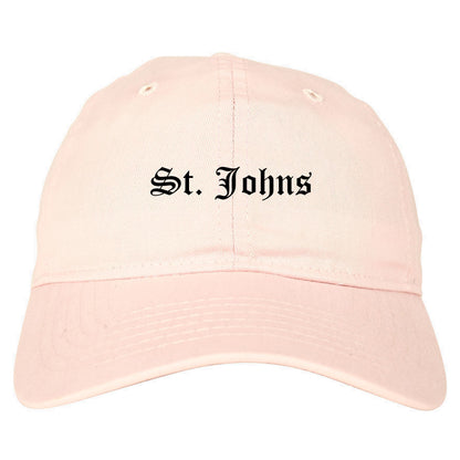 St. Johns Michigan MI Old English Mens Dad Hat Baseball Cap Pink
