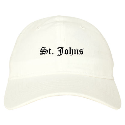 St. Johns Michigan MI Old English Mens Dad Hat Baseball Cap White