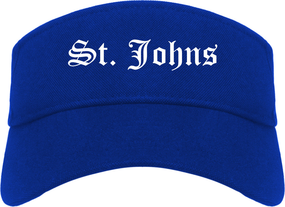 St. Johns Michigan MI Old English Mens Visor Cap Hat Royal Blue