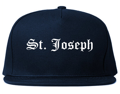 St. Joseph Michigan MI Old English Mens Snapback Hat Navy Blue