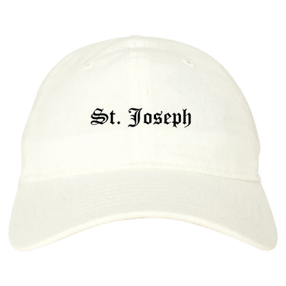 St. Joseph Michigan MI Old English Mens Dad Hat Baseball Cap White
