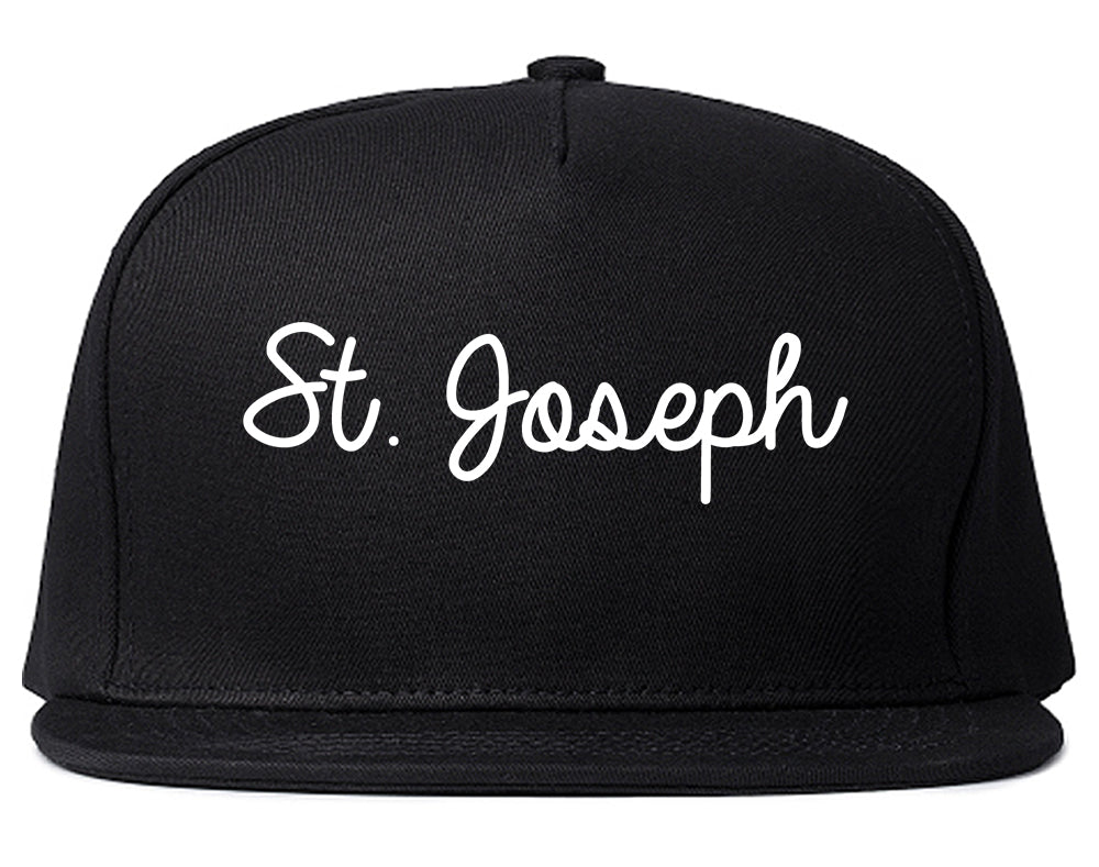 St. Joseph Michigan MI Script Mens Snapback Hat Black