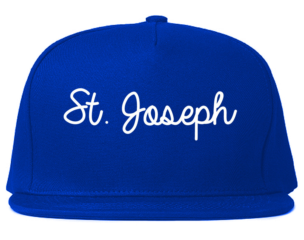St. Joseph Michigan MI Script Mens Snapback Hat Royal Blue
