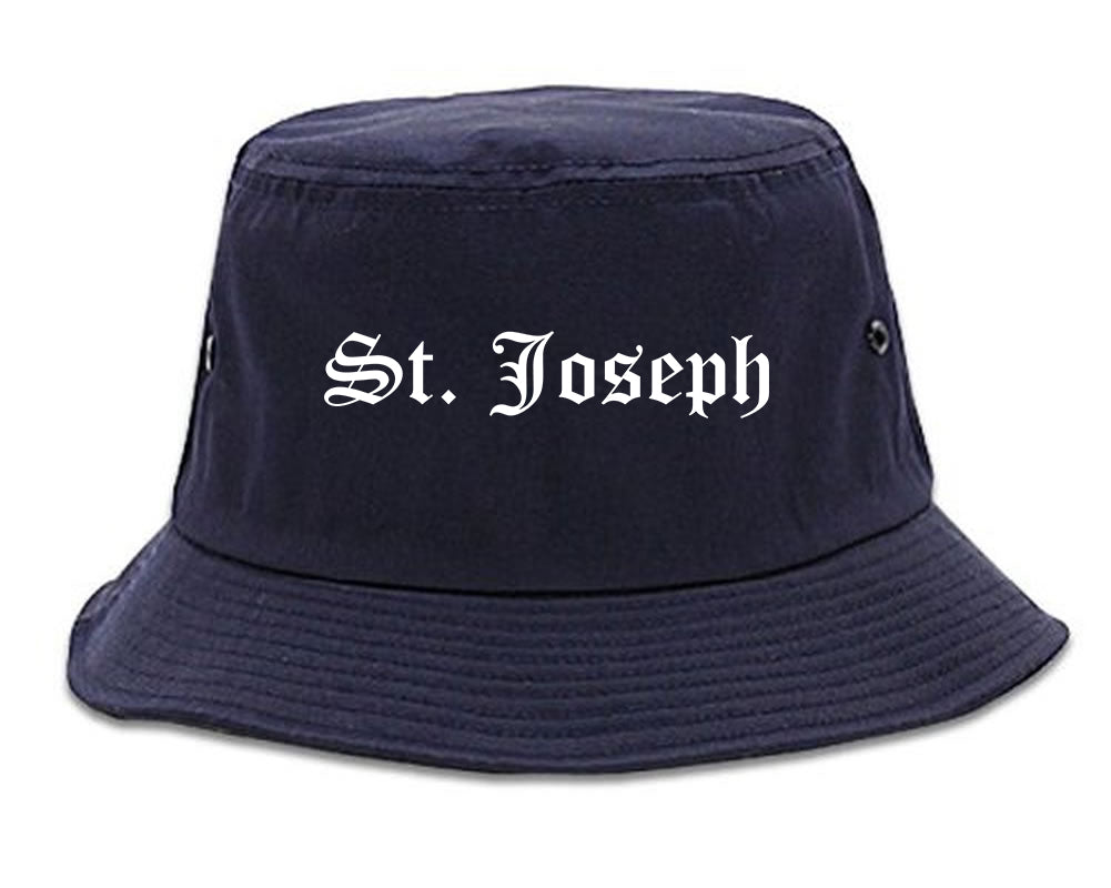 St. Joseph Missouri MO Old English Mens Bucket Hat Navy Blue