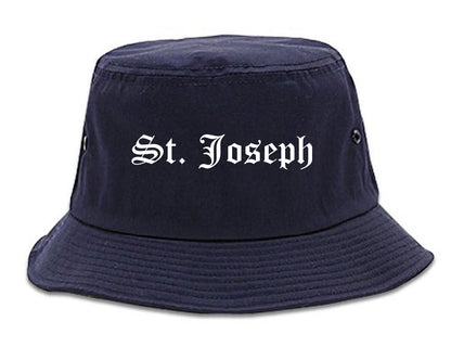 St. Joseph Missouri MO Old English Mens Bucket Hat Navy Blue